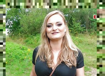 Cute curvy german teen slut meet and fuck date outdoor POV