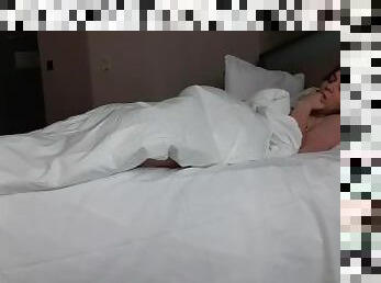 Early Morning Masturbation in Hotel Bed