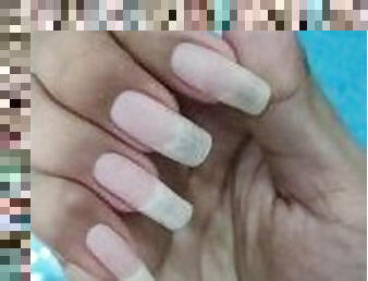 Before and After True Long Nails Of Mistress.
