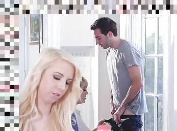 blonde teen catches her stepmom and boyfriend fuc