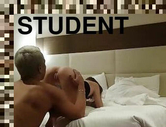 Slapped and rogh pounding fuck with horny student