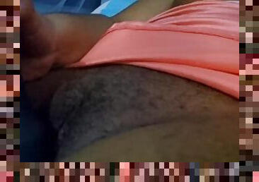 Horny ebony girl masturbates with her favorite toy while on video call