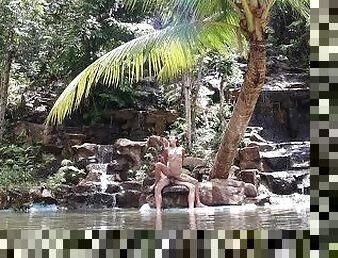 Couole Real Sex in a waterfall in Thailand