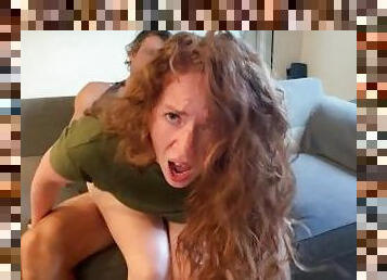 Redhead milf fucks big dick for facial