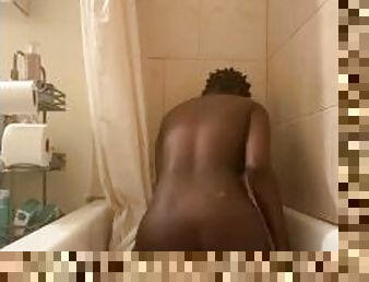 bañando, amateur, negra-ebony, juguete, cabalgando, consolador, ducha