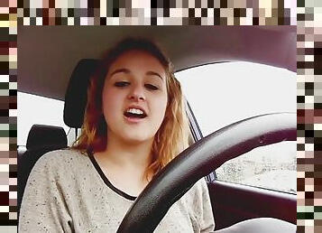 Sexy teen pornstar in talking about her personal life while driving