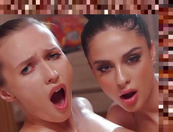 Oiled up Lesbians Fingering: Big Tits Lesbians Romantic Massage - Mia Trejsi