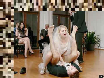 Blonde bride shares intimate hardcore sex on her wedding day