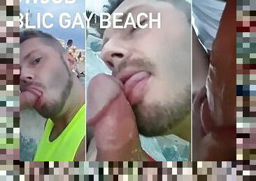 al-aire-libre, público, amateur, mamada, gay, playa