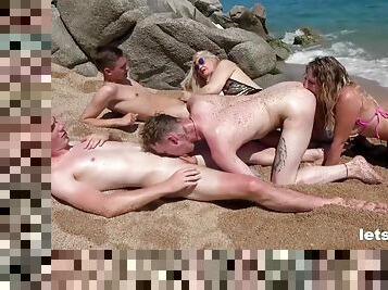 Spanish Bisexual Group Fuck on the Beach by LetsGoBi