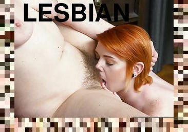 Curvy Lesbian Redhead With Loves Hairy Pussy - Huge Boobs
