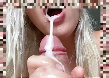 amatir, sayang, blowjob-seks-dengan-mengisap-penis, cumshot-keluarnya-sperma, remaja, sudut-pandang, sperma, berambut-pirang, manis