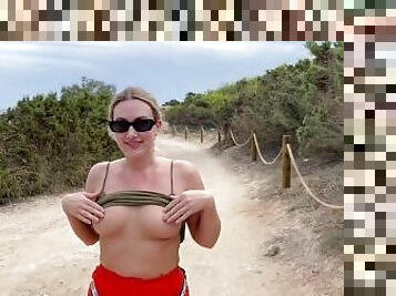 Public flashing tits