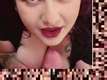 POV Curvy Tattooed Babe Sucks Cock
