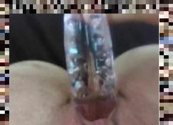 Sweet moans and a glass dildo