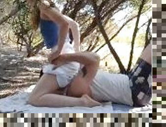 Teen couple outdoor picnic