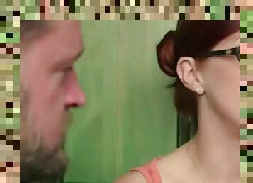 Daddy teaches redheaded step-daughter all about anal
