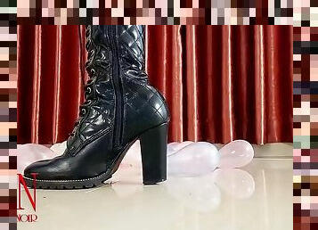 Little balloon pops with high heel boots