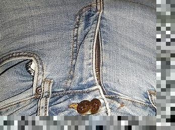 Striptease and surprisingly huge cumshots onto my torn blue jeans ????????????