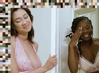 Interracial lesbian pussy licking with Hazel Grace & Madi Laine