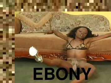 Nylon Ebony Nympho Ashley And Penna - skinny black babe in high heels solo