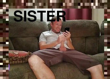 Stepbrother finds nerdy sisters phone and cums on her naked - video