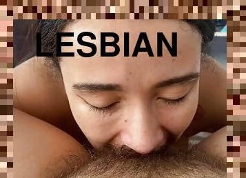 Lesbian sucking pussy hairy POV