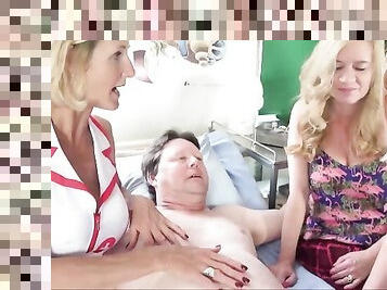 Fuck and triple facial for 3 busty british grannies