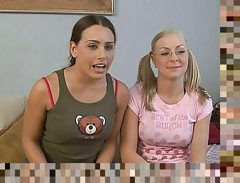 Geek lesbians Britney and Renna prefers xbox games