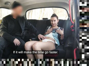 Freya Dee ramming a fat driver's penis in his taxi cab like never before