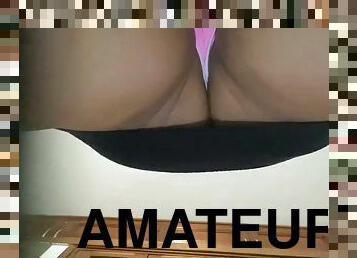 Pussy under skirt with thong