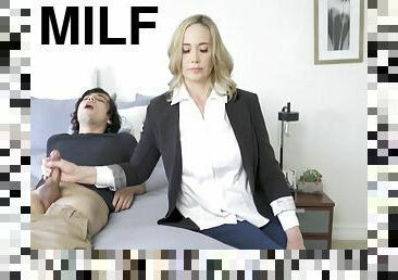 Aroused mom jerks young boy's dick and enjoys sex the hard way