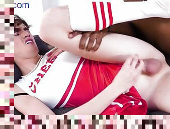 Interracial loving femboy cheerleader ass fucked by BBC