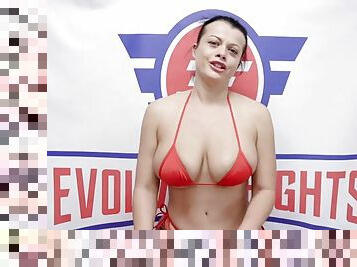 Lesbian sex fight: Nadia White wins, takes control and strapon fucks Jay Taylor