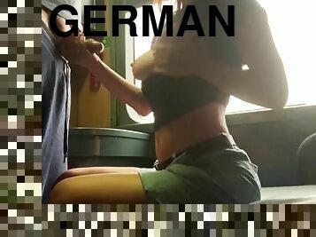Nothing is too risky when youre horny. Risky handjob on a passenger train