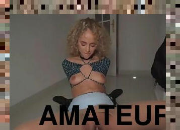 Picked up petite amateur 21yo in pantyhose POV fucked