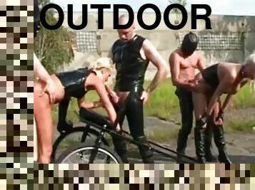 Blonde Ponygirl t In Bizzare Outdoors Scene