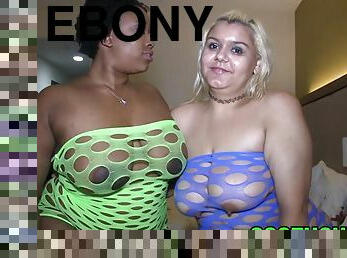 Ebony N White Ghetto Whores - Homemade amateur interracial foursome - fat ass BBW