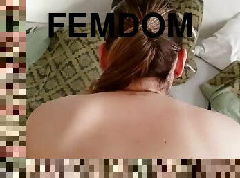 Femdom Cuckold cum feeding and pee in mouth after fucking my BF