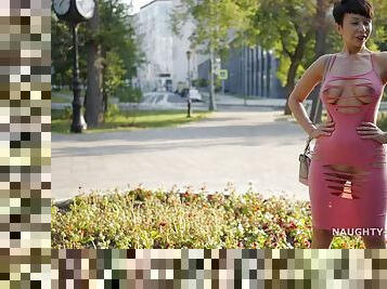 I decided to cut my dress and go for a walk around the city