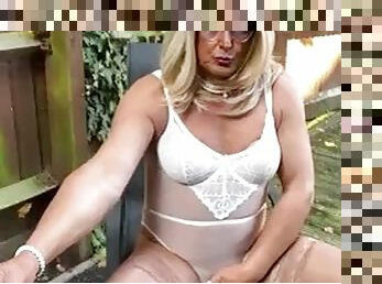 Sexy crossdresser Kellycd2022 in sexy lingerie and stockings and heels