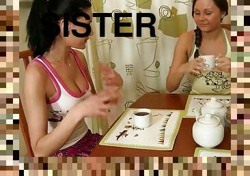 Virgin Step-Sister tricked to Frist Time Lesbian Anal Sex by Skinny Teen with oil Massage