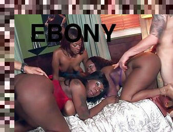 Thong Team - Bbw ebony moms in interracial group sex orgy