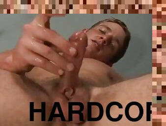 Blonde Hunk Solo Jerkoff With Dildo in Restroom