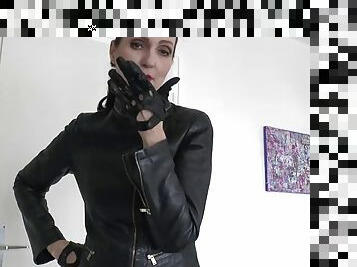 Sniffing Leather Gloves, Hand Over Mouth Lady Victoria Valente Instructions for Masturbating