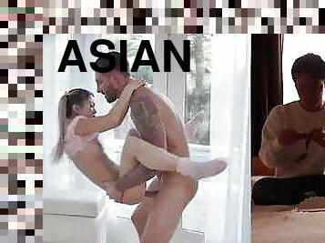 Lulu gets fucked while her BF jerks off in the other room!