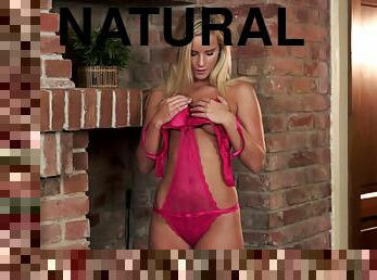 Solo big natural tits girl masturbates vagina