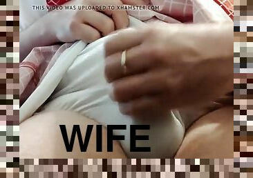 Jerk off in nylon panties in my wifes dress