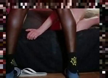 Beautiful black breed sissy with white finish and creampie