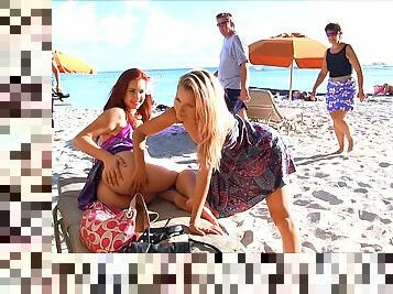 Succulent Melody And Lena Hawaii Touch Each Other On The Beach